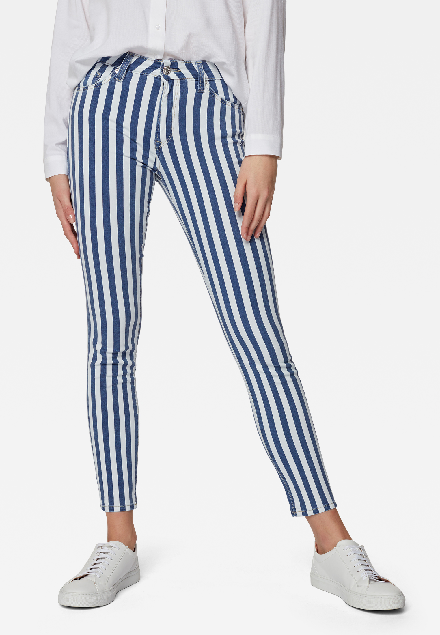 Mavi Tess Super Skinny Jeans mit  hohem Bund white Stripe