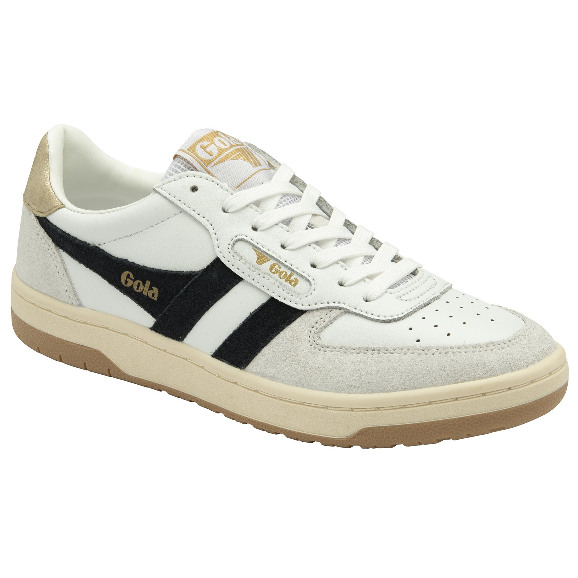 Gola Classics Women's Sneker Hawk Trainers in White/Black/Gold Gola Classics Women's Sneker Hawk Trainers in White/Black/Gold
