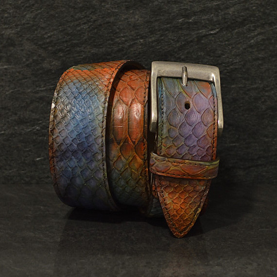 Ralph Gladen Schlangenleder-Gürtel Python Sonderbreite 4,5cm in batik multicolour 