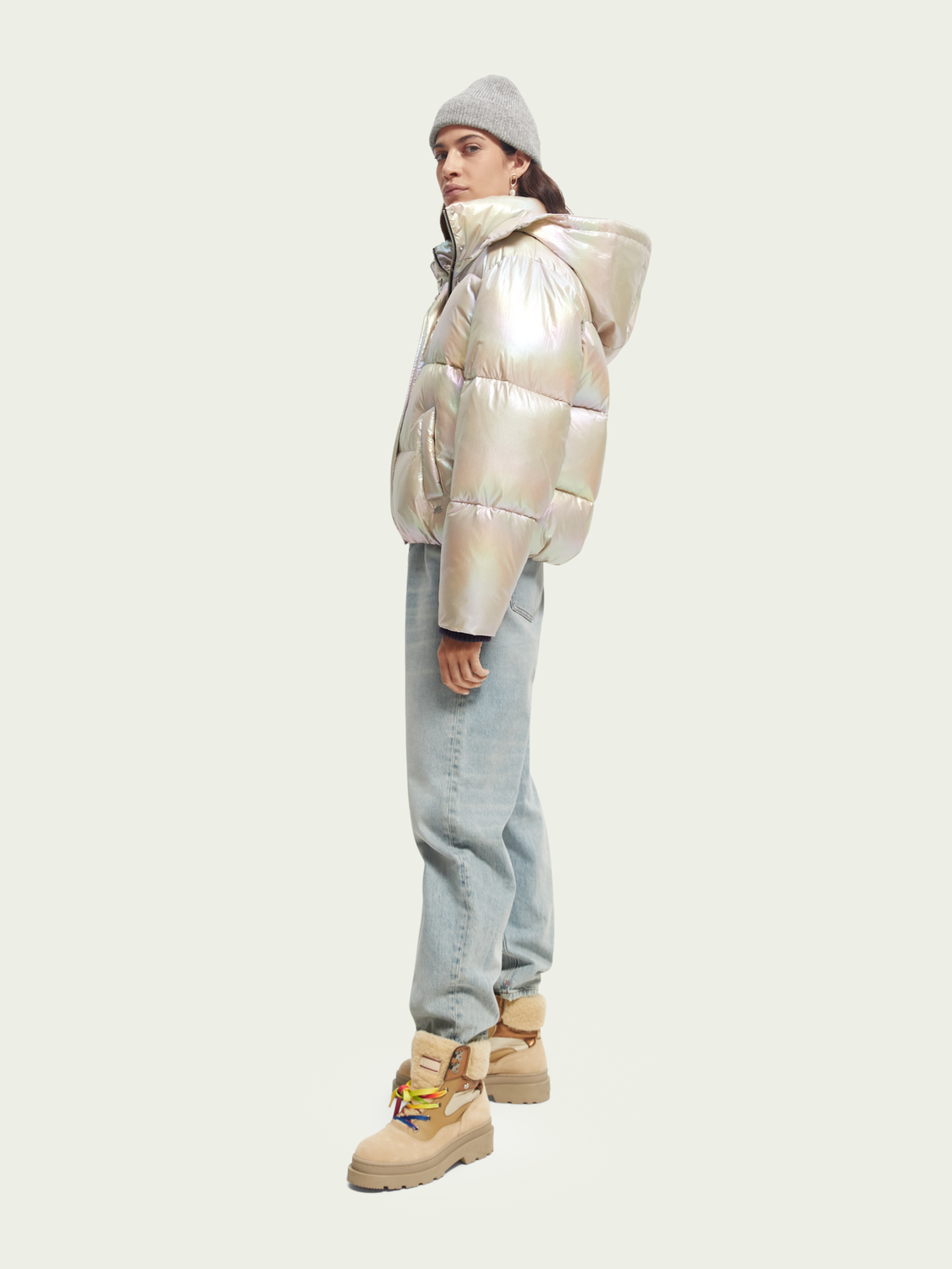 Scotch&Soda Water-repellent puffer jacket with removable hood in Silver Metallic Scotch&Soda Water-repellent puffer jacket with removable hood in Silver Metallic