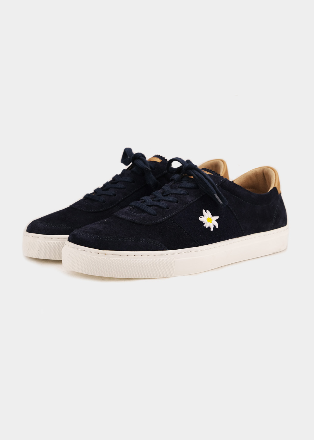 Bavarian Caps Sneaker "Edelweiß" - dunkelblau aus feinstem Ziegenleder