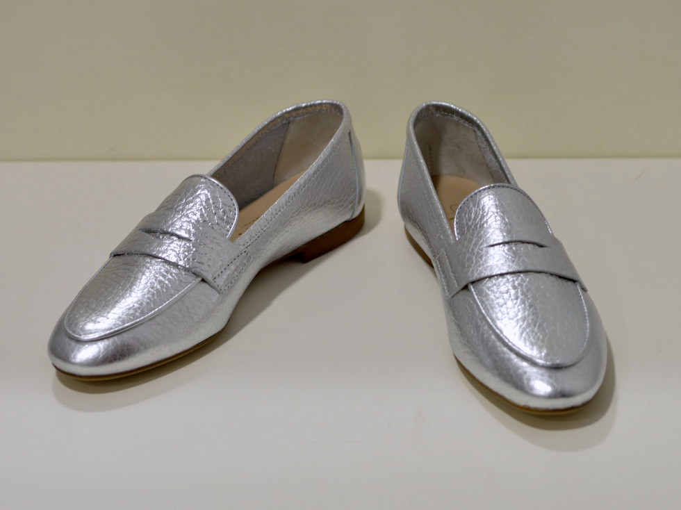 Gianluca Pisati Moccasins / Loafer Adele aus feinstem Kalbsleder  in silber / Bot Lam Argento 