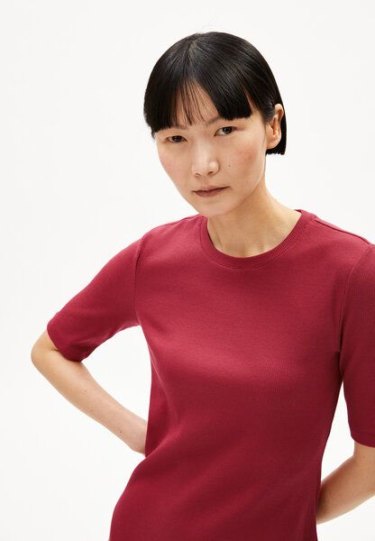 Armedangels  SEHAARAA Ripp-Jerseykleid aus Bio-Baumwoll Mix / Kleid in red ash