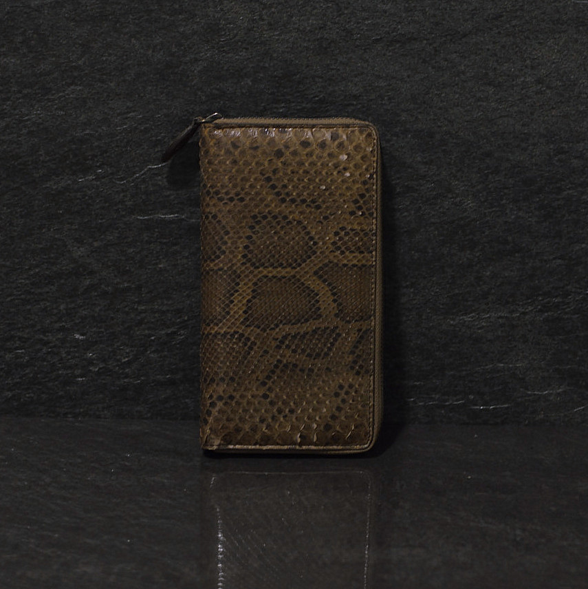 Ralph Gladen Pythonleder Zippwallet Schlangenleder Portemonnaie in braun