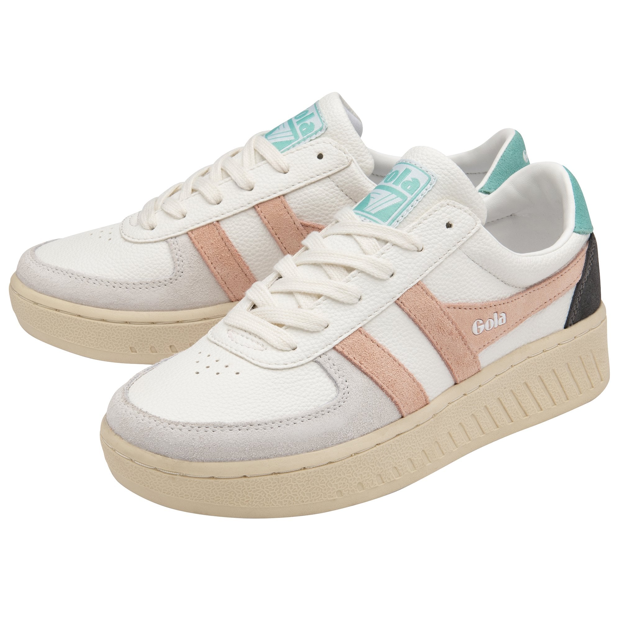  Gola Classics Women's Grandslam Trident Trainers White/Pearl Pink/Sea Mist