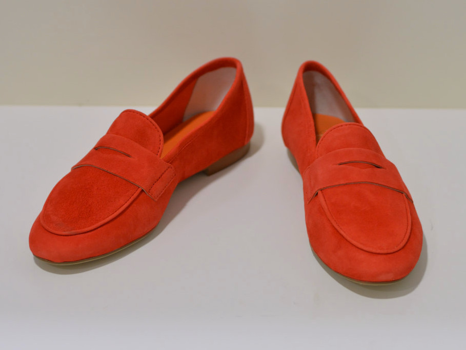 Gianluca Pisati Moccasins / Loafer Adele aus feinstem Wildleder (Gamsleder) in corallo