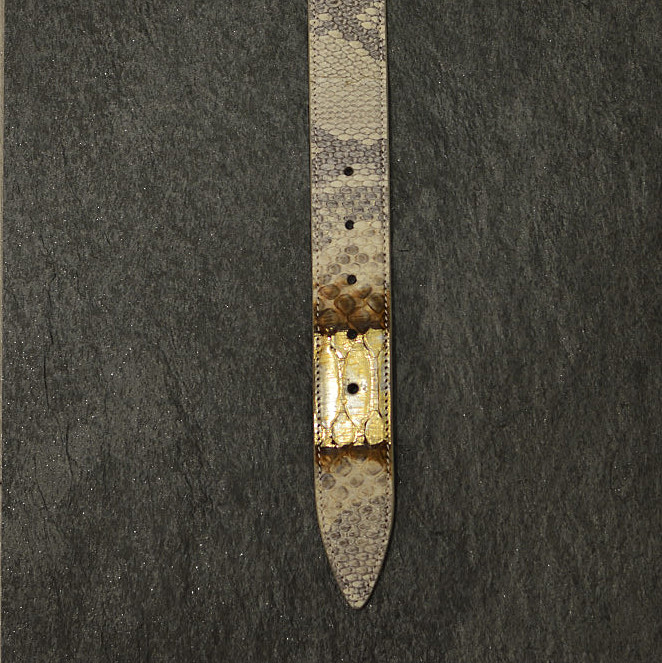 Ralph Gladen Schlangenledergürtel Python Breite 3,5cm in natur/braun/gold
