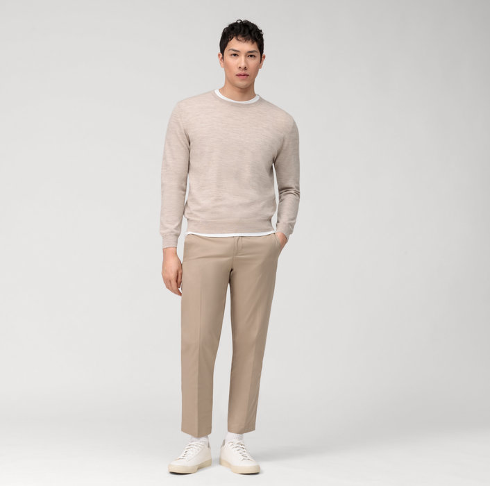  OLYMP Casual Strick Pullover auf 100% Merinowolle, Hellbeige  01501020