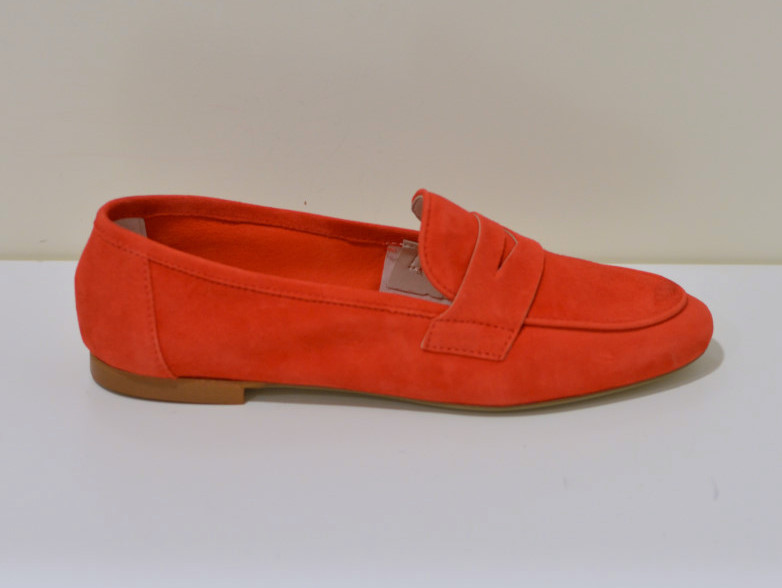 Gianluca Pisati Moccasins / Loafer Adele aus feinstem Wildleder (Gamsleder) in corallo