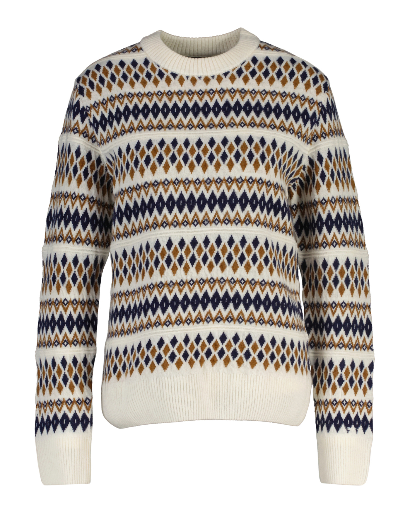 GANT FAIRISLE C-NECK aus Lambswool Rundhalspullover in crem