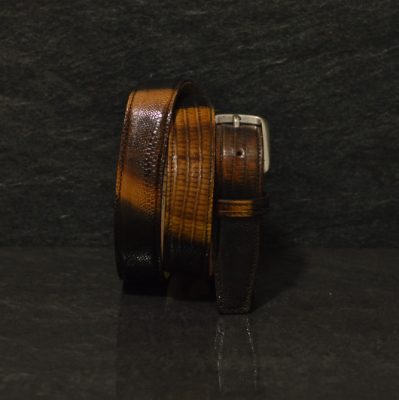 Ralph Gladen Lizard Gürtel Breite 3,0cm in schwarz braun / Eidechsenleder