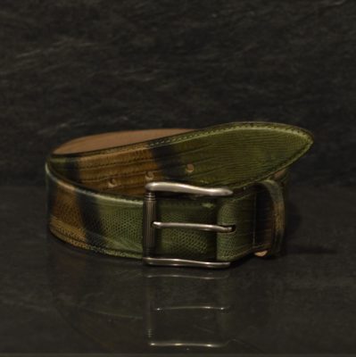 Ralph Gladen Lizard Gürtel Breite 4,0cm in grün tabak / Eidechse