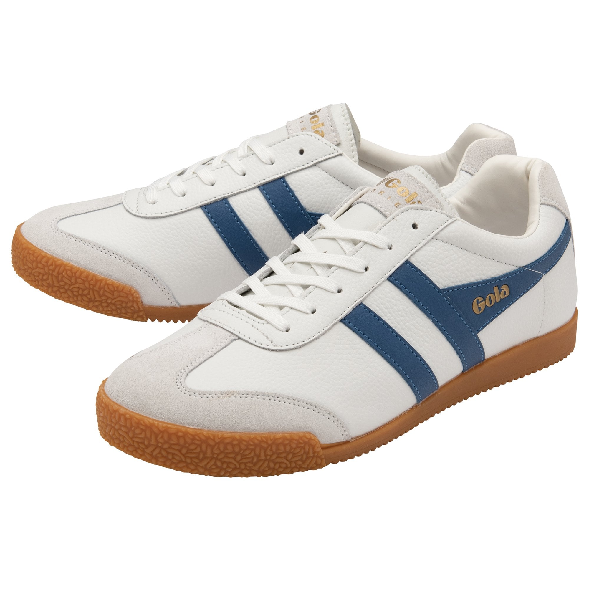 Gola Classics Men's Harrier Leather Trainers  White/Marine Blue