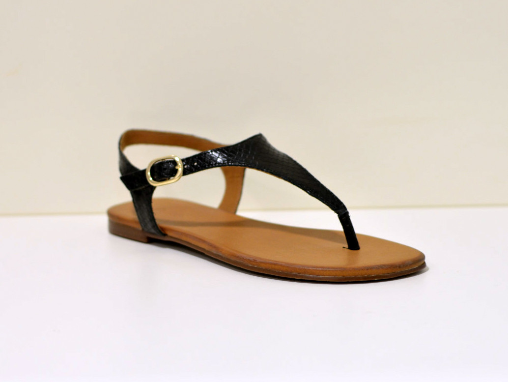  Tube Zehensandalen aus Leder Schwarz Python / Boa Snake
