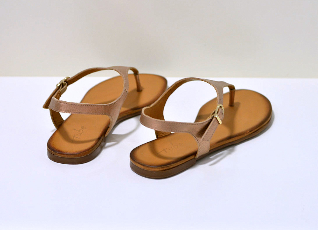 Tube leichte Sommer Zehensandalen aus Glatleder mit Gelsohle rose metallic