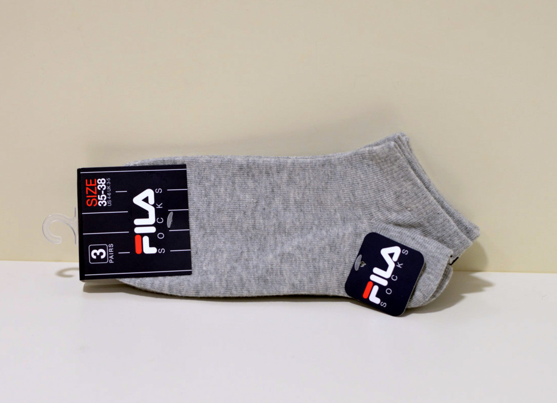 3er Pack FILA Unisex Sneaker Socken grau mit Fernsen Logo 