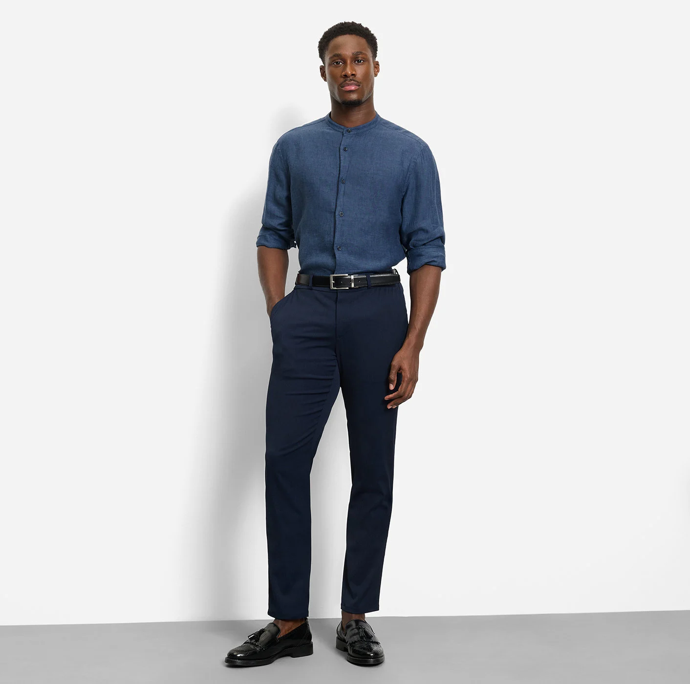 Olymp Casual Freizeithemd aus Leinen, regular fit, Stehkragen, Royal Hemd