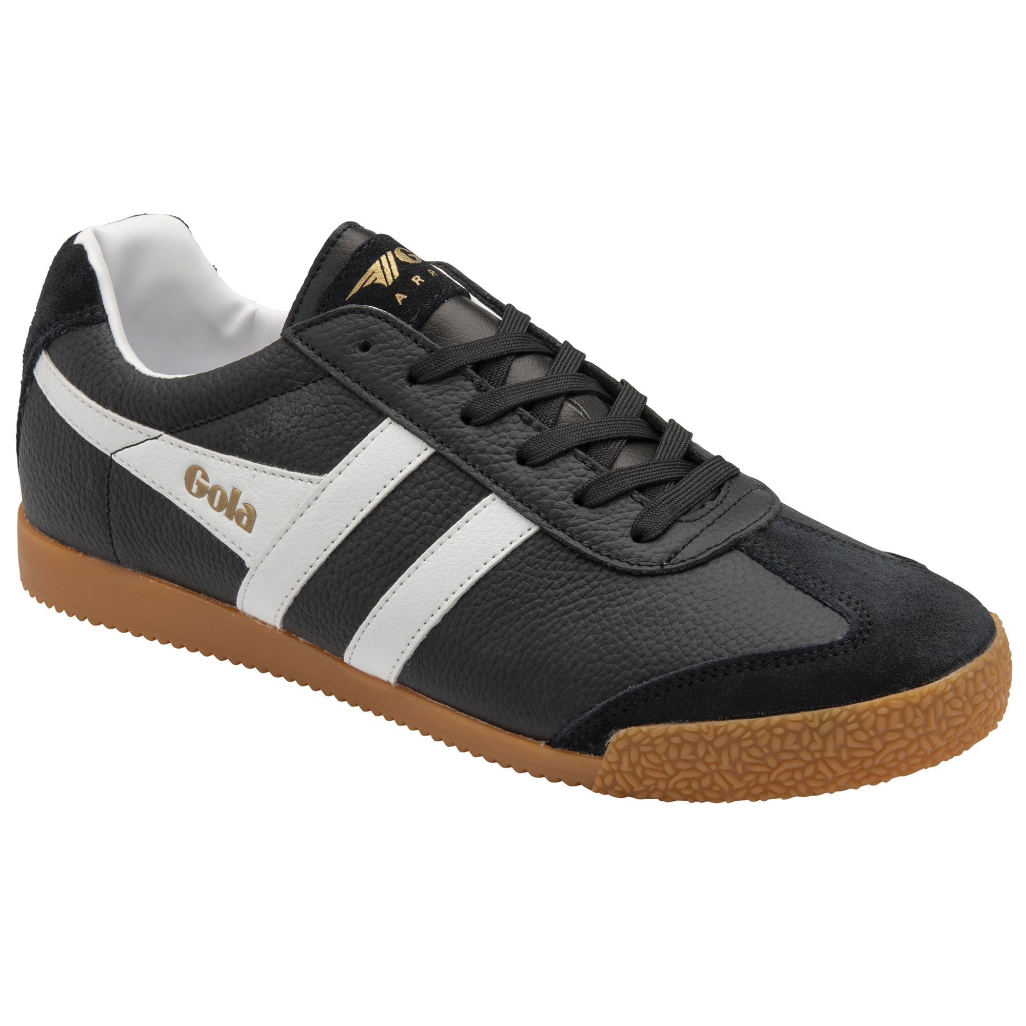 Gola Classics Sneaker Men's Harrier Leather Trainers in Black/White/White