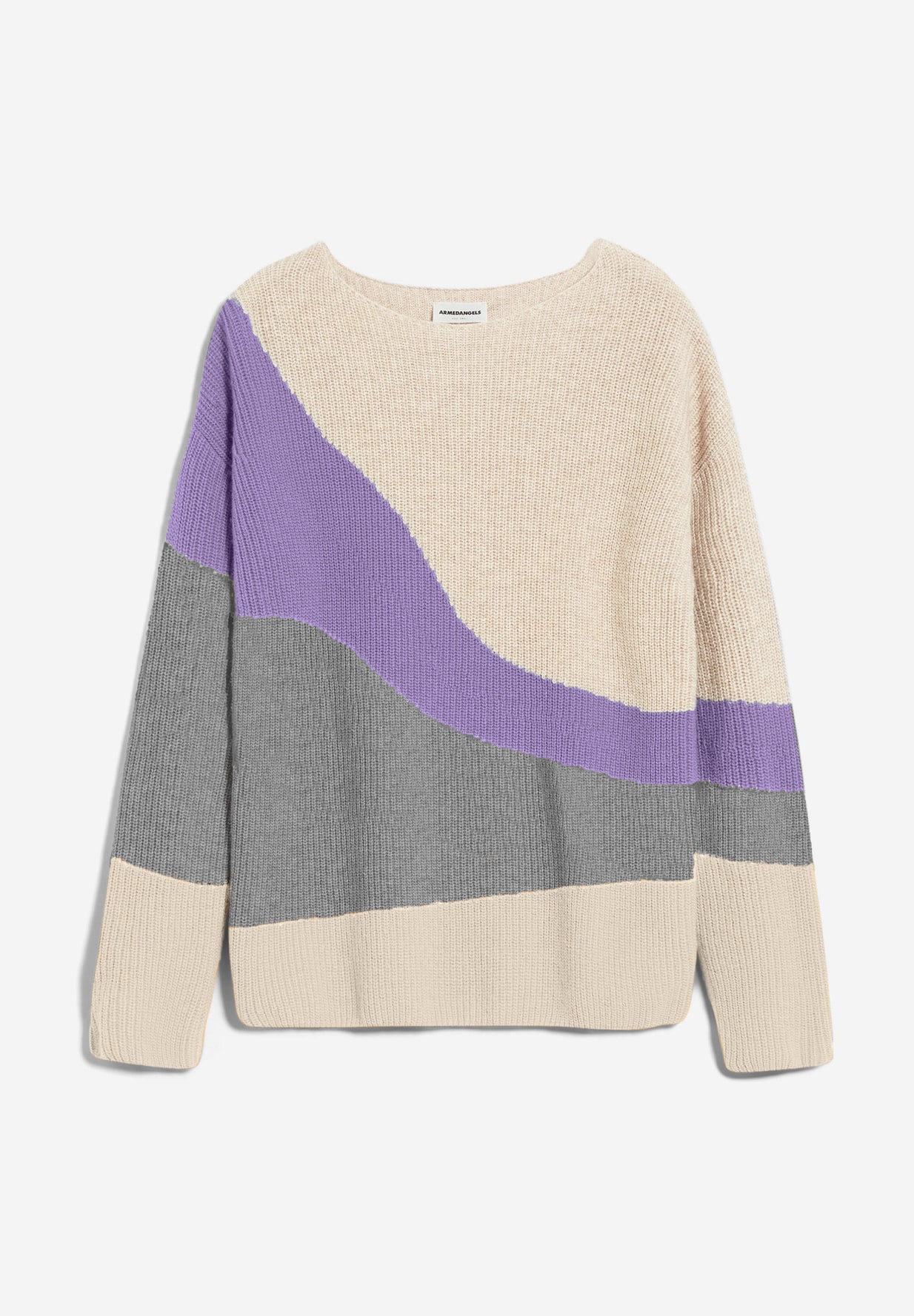 Armedangels  MIYAAS MULTICOLOR Strick Pullover Loose Fit aus Bio-Woll Mix in oatmilk-purple stone 