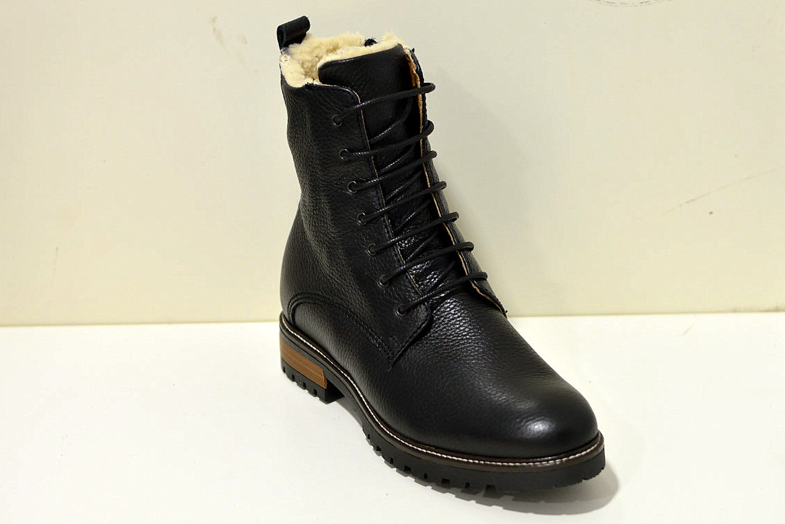 Franzini Made in Italy Leder Stiefelette mit Merinowolle gefüttert Aston Erbe in schwarz 