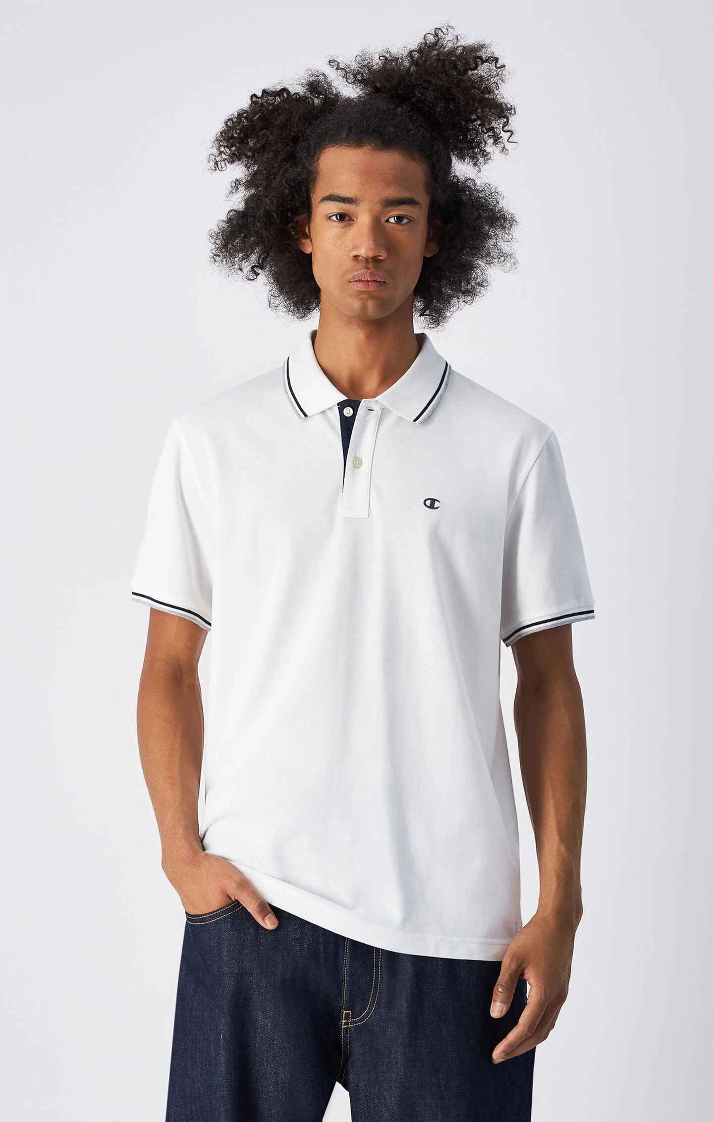 Champion Poloshirt für Herren aus Baumwoll-Piqué Weiß