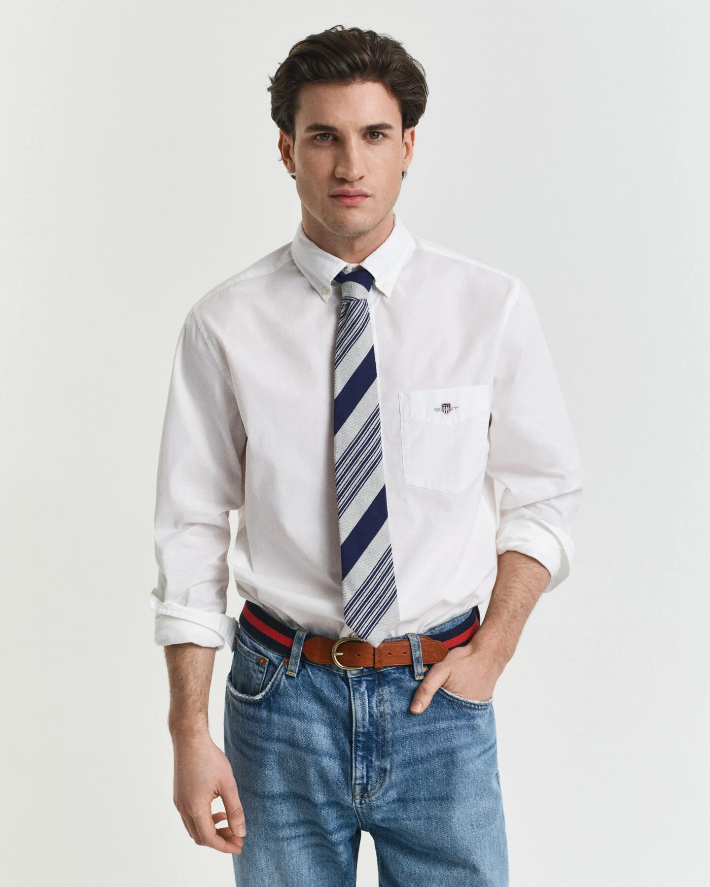 Gant Regular Fit Classic Popeline Hemd aus Baumwoll in weiß 