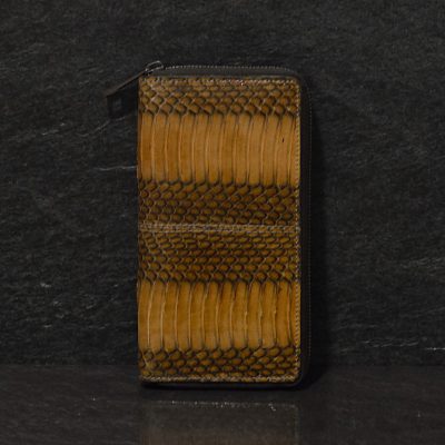 Ralph Gladen Pythonleder Zippwallet Schlangenleder Portemonnaie in beige / braun