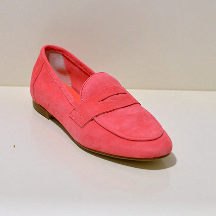  Gianluca Pisati Moccasins / Loafer Adele aus feinstem Wildleder (Gamsleder) in Erdbeere