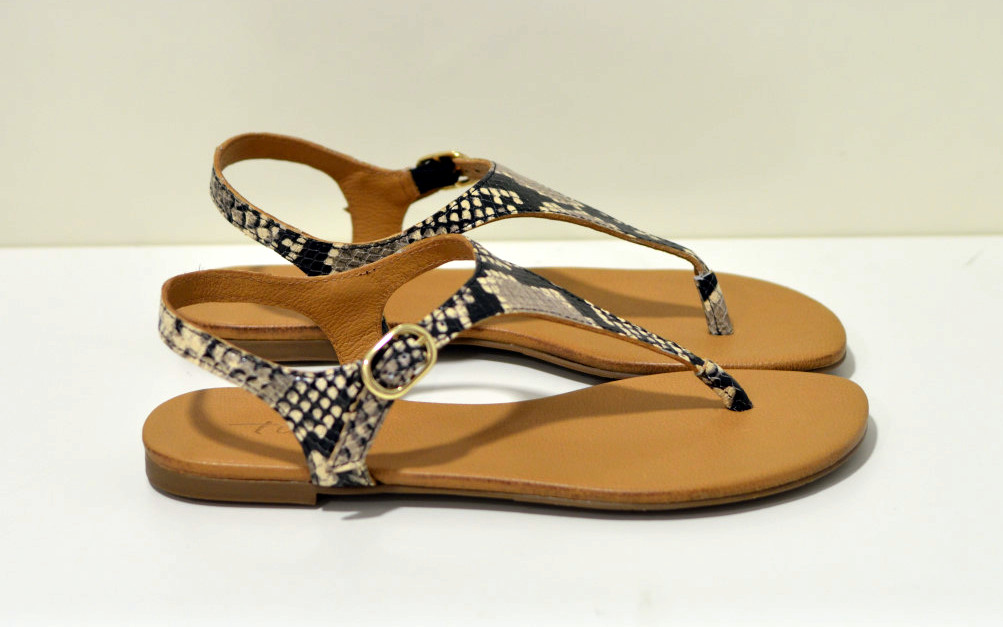 Tube Zehensandalen aus Leder in Python Snake / Sandale 