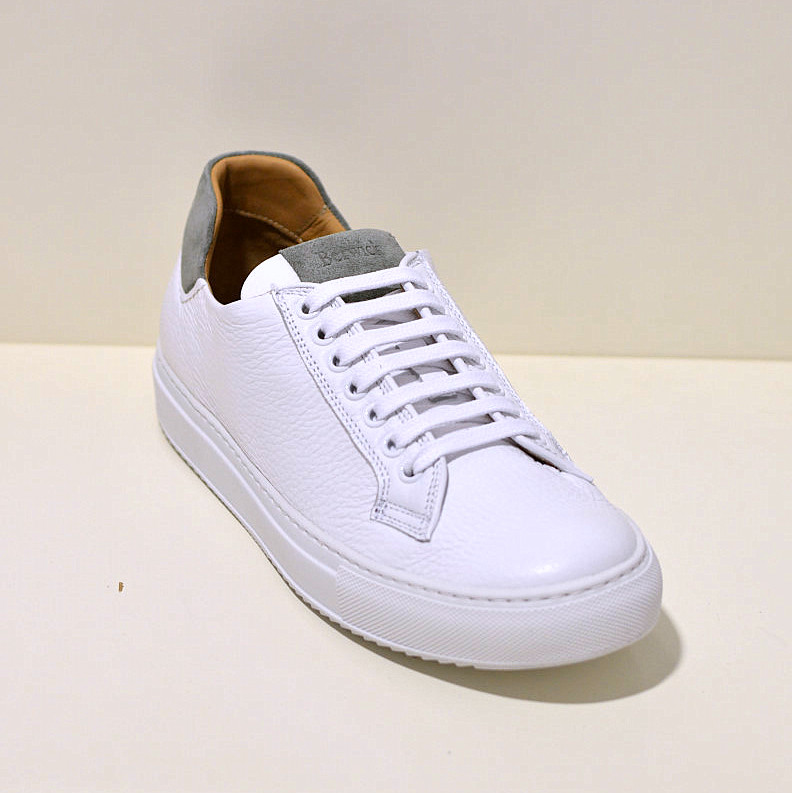Berwick 1707 edle handgefertigter Sneaker aus echtem Hirschleder in weiß / grün
