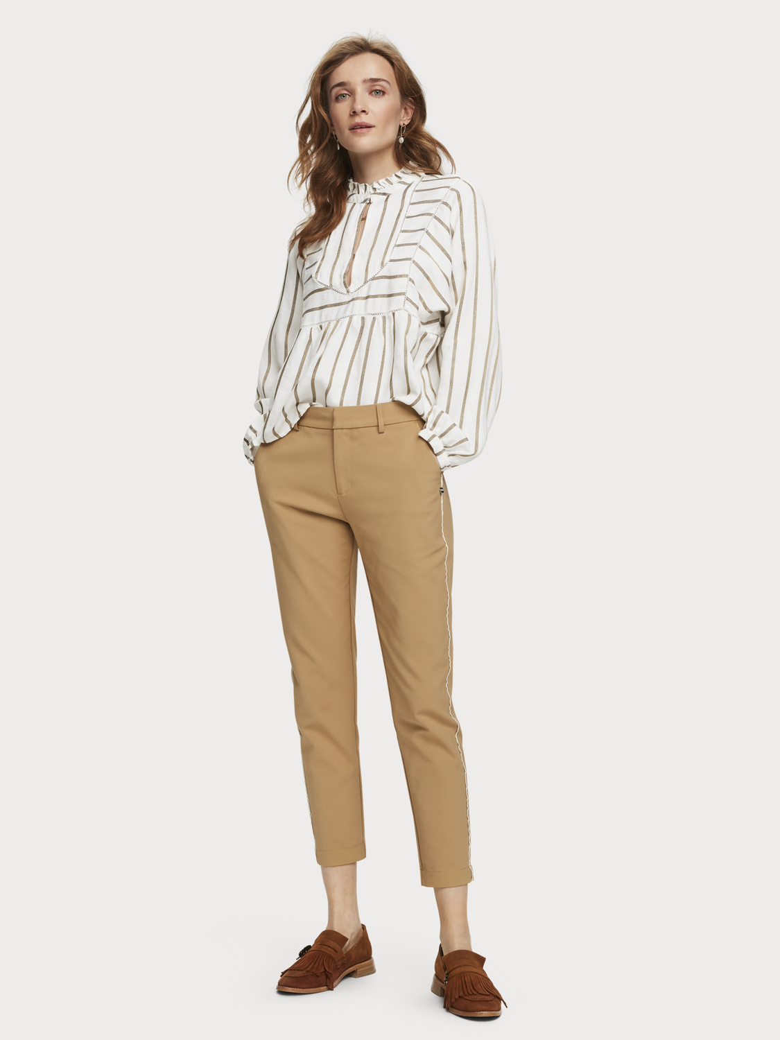 Scotch&Soda Figurbetonte Stretch-Hose camel