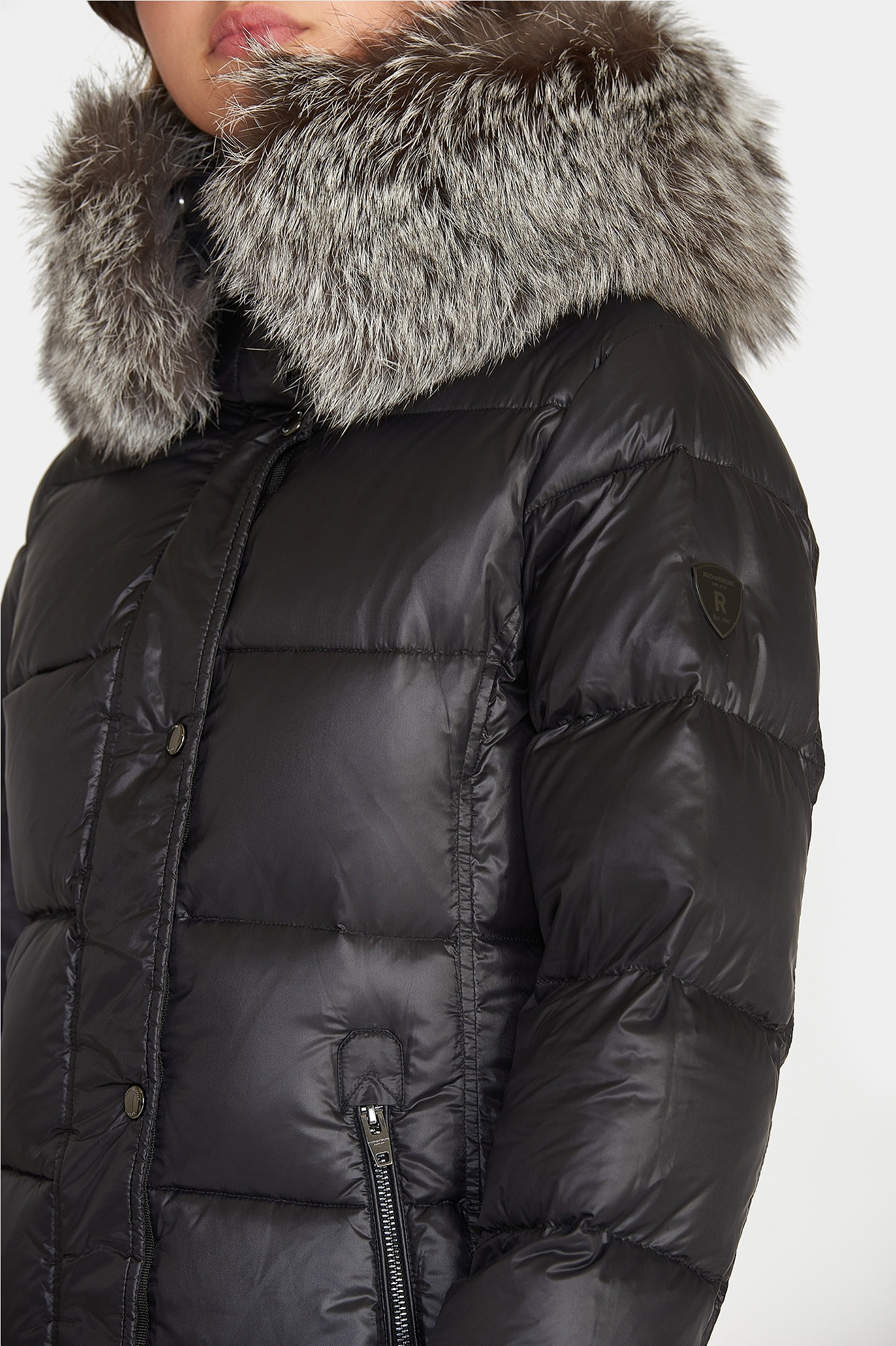 RockandBlue Farrow FX Coat mit extra großem Echtpelz Kragen Black / Silverfox RockandBlue Farrow FX Coat mit extra großem Echtpelz Kragen Black / Silverfox