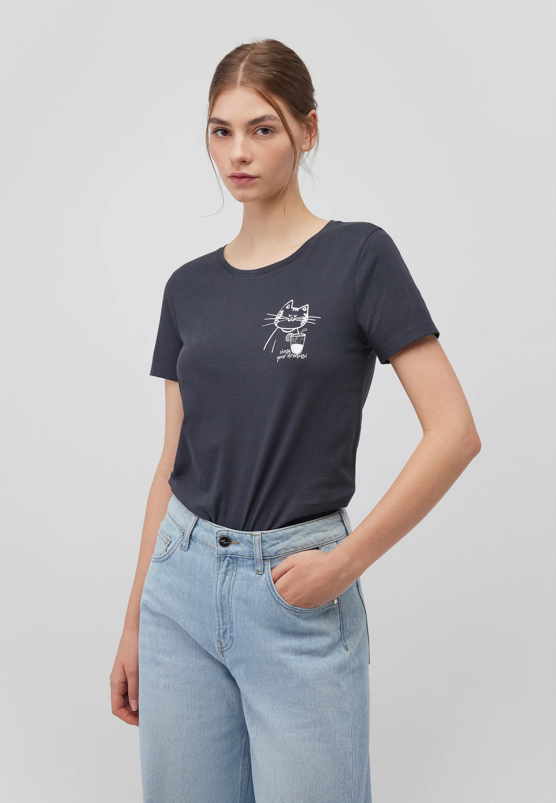 Mavi T-SHIRT | T-Shirt mit Katzen Print 1612958-86952 in grau