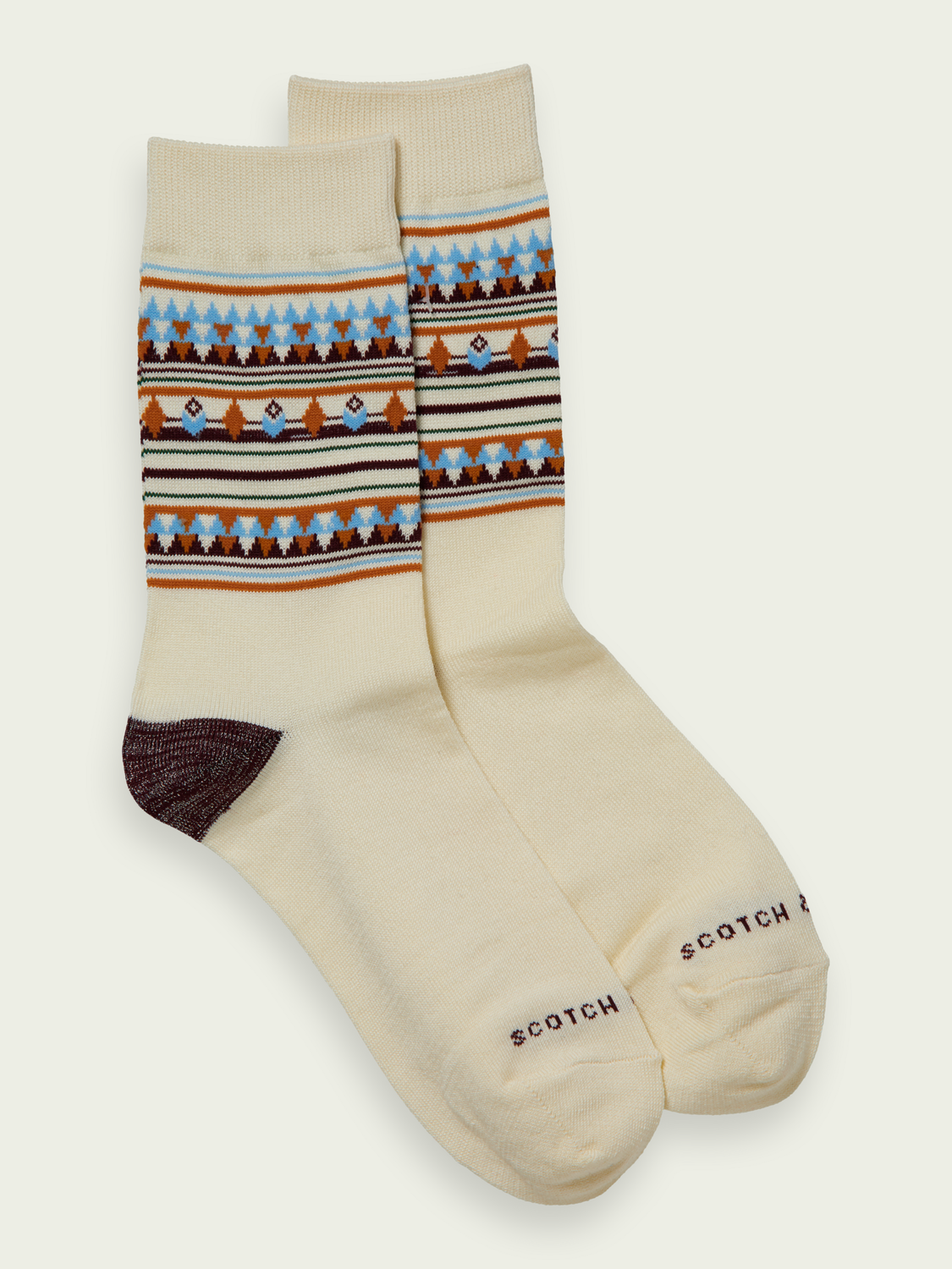 Scotch&Soda festliche Damen Socken in Fair Isle Aged White