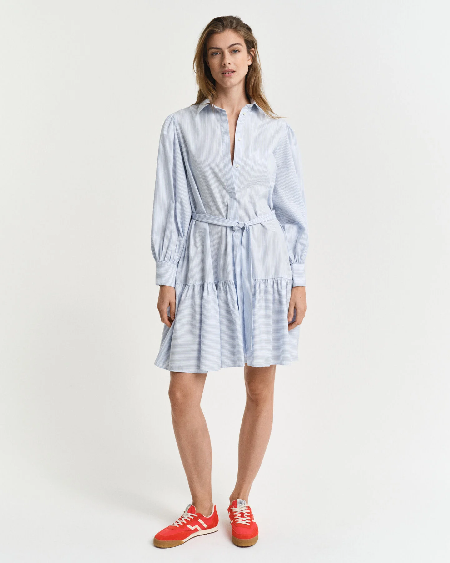 Gamt Damen Classic Popeline Kleid mit Streifen in Fresh Blue