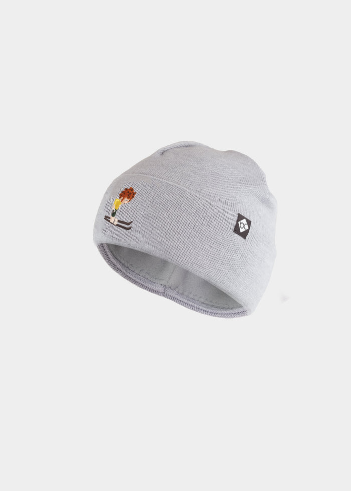 Bavarian Caps - Kinder Stickhaum "Pumuckl Skirennen" - hellgrau Mütze