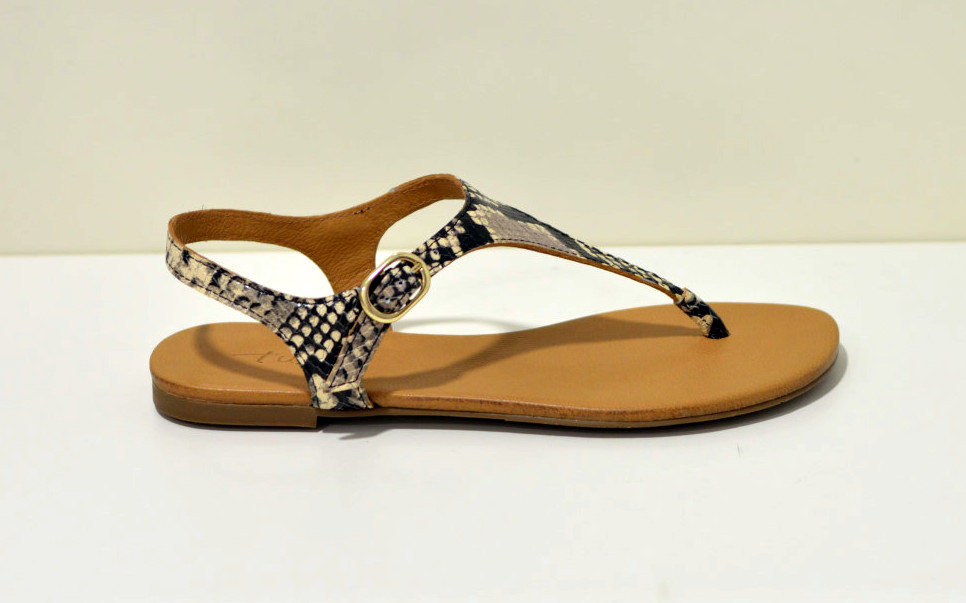 Tube Zehensandalen aus Leder in Python Snake / Sandale 