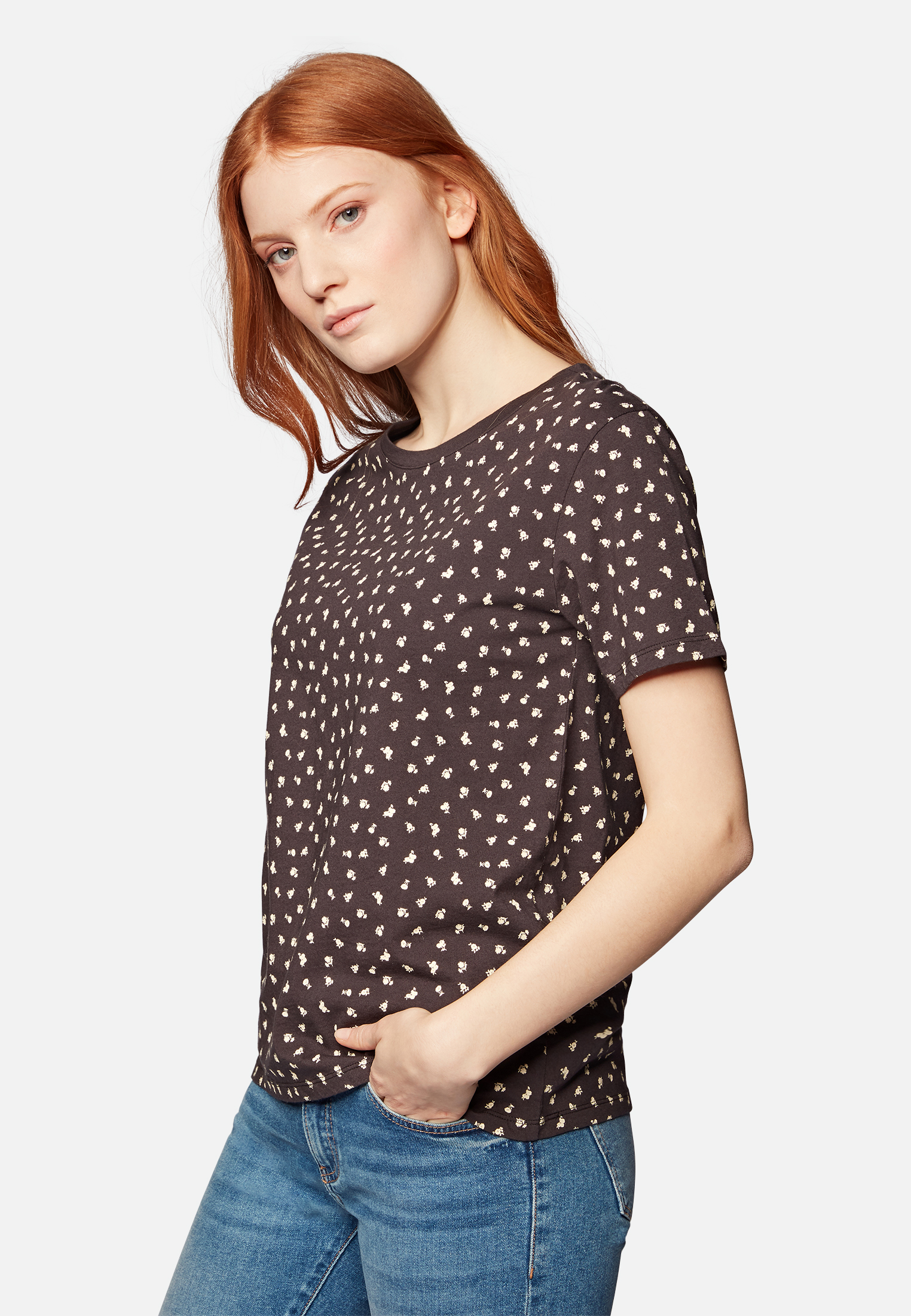 Mavi T-SHIRT | T-Shirt mit Allover-Print Blumen in grau 