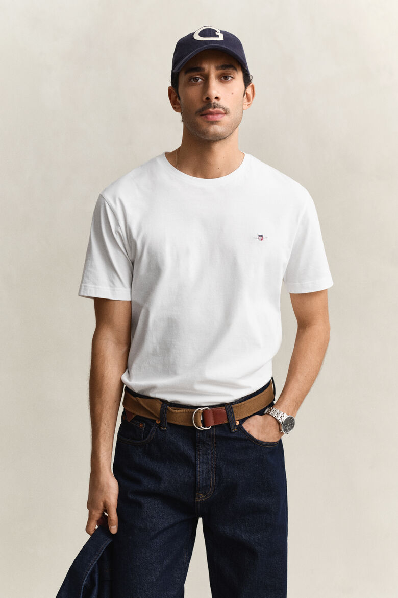 Gant Regular Fit Shield T-Shirt aus Baumwolle in weiß