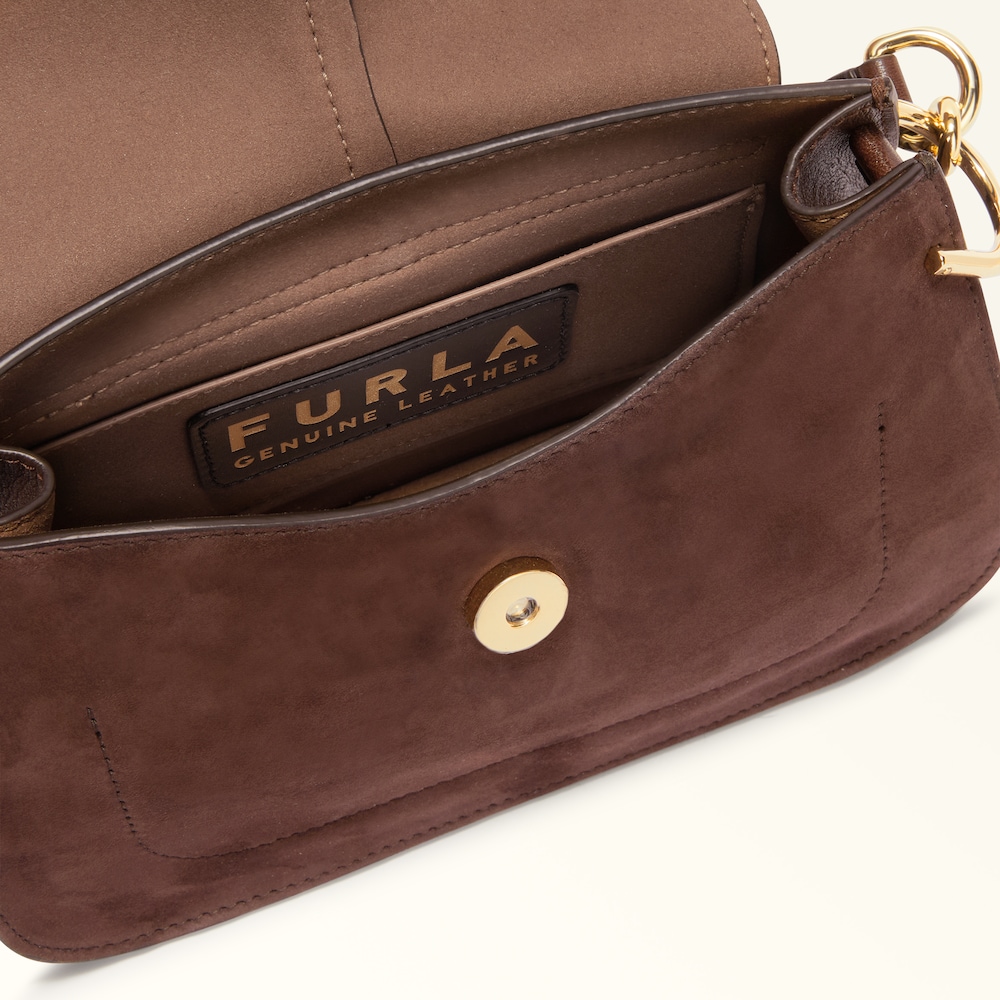 Furla Flow Henkeltasche aus Wild- und Vachetteleder L in Cioccolato Furla Flow Henkeltasche aus Wild- und Vachetteleder L in Cioccolato