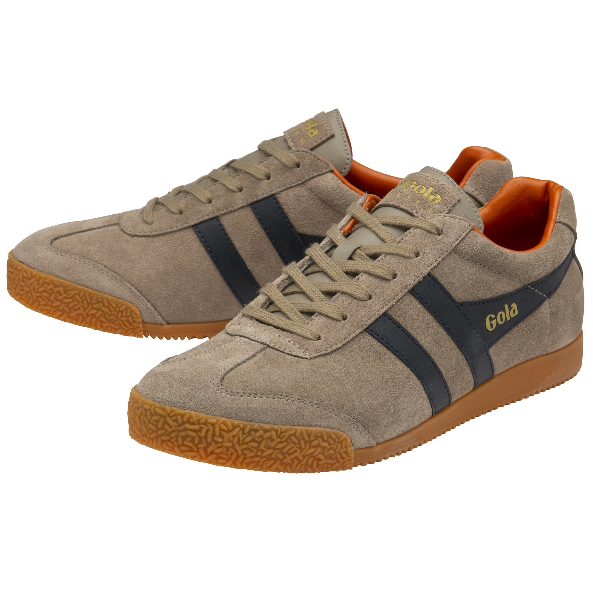  Gola Classics Men's Harrier Suede Trainers Rhino/Navy/Moody Orange