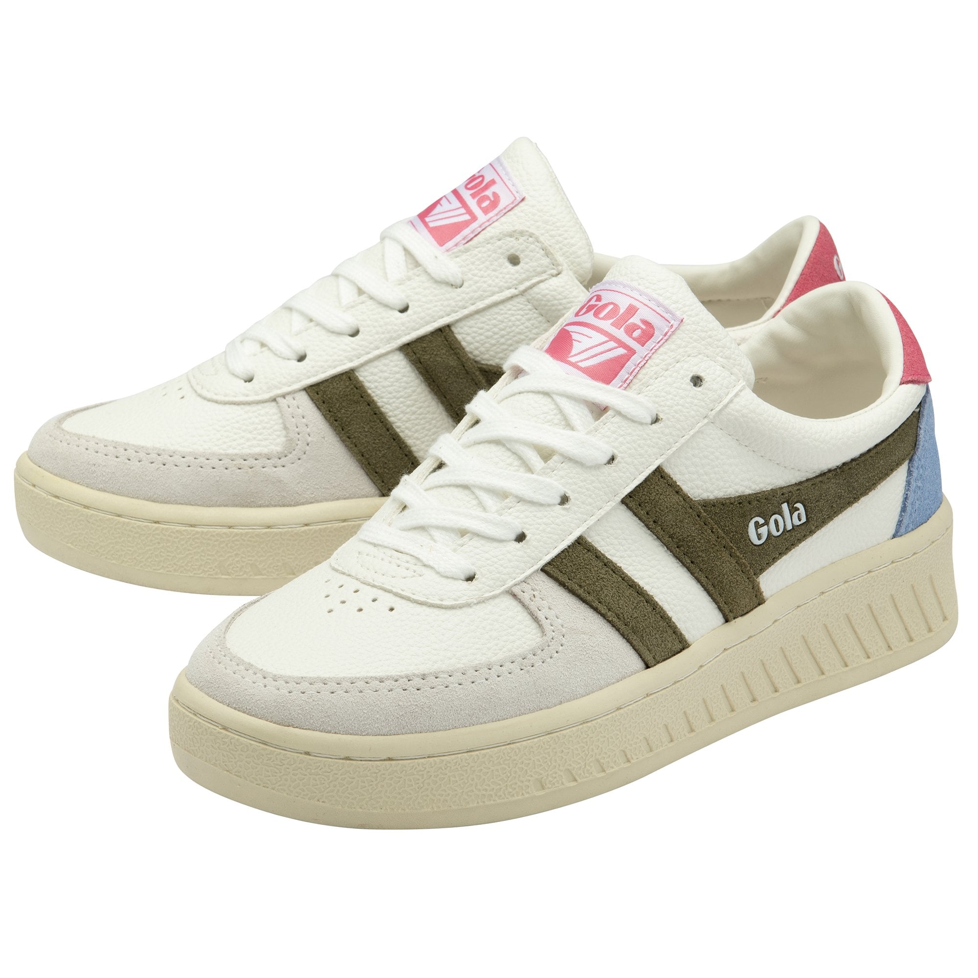 Gola Classics Women's Grandslam Trident Trainers Sneaker in white / khaki 