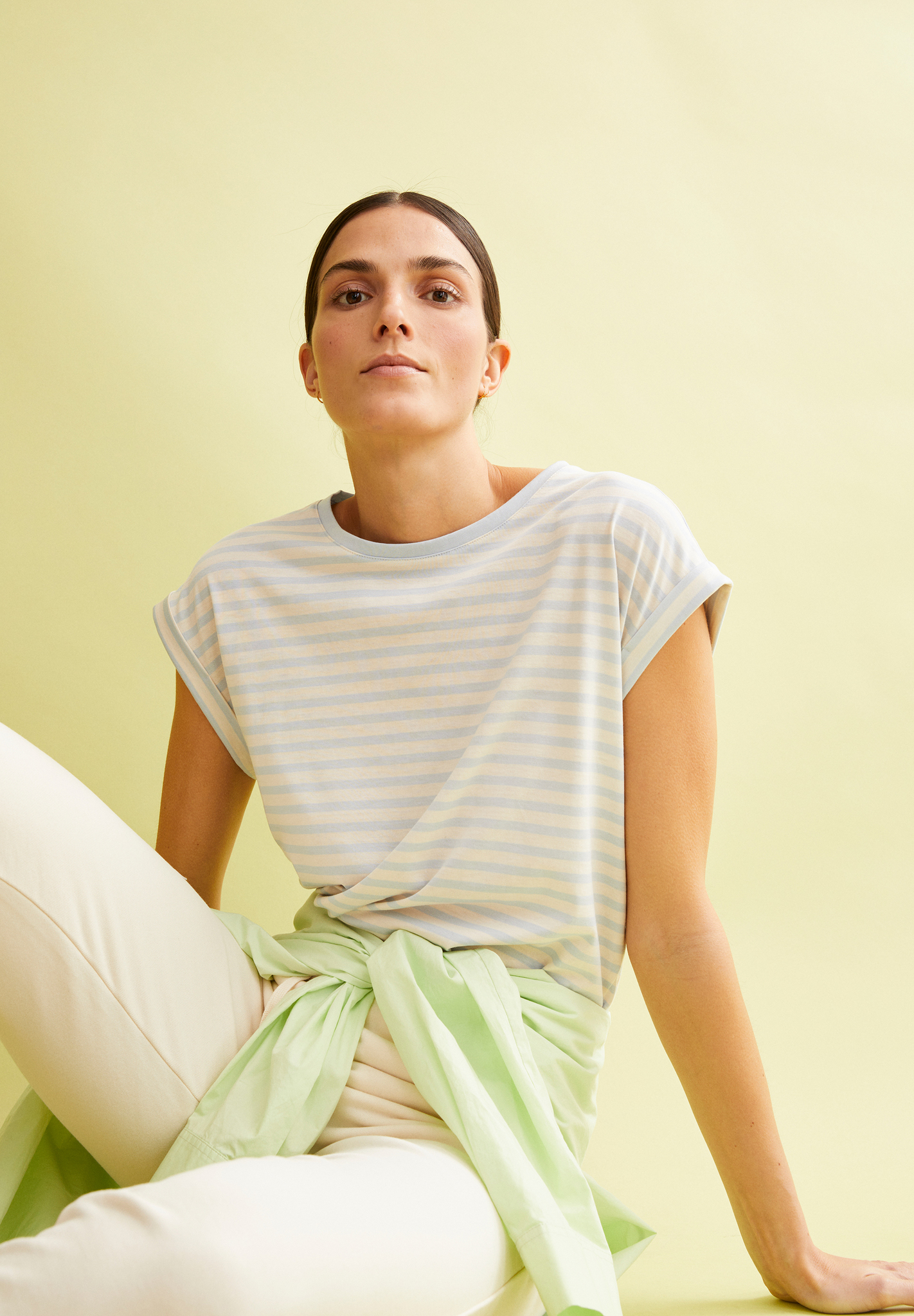 Armedangels JILAANA STRIPES T-Shirt Loose Fit aus TENCEL™ Lyocell Mix morning sky-oatmilk 