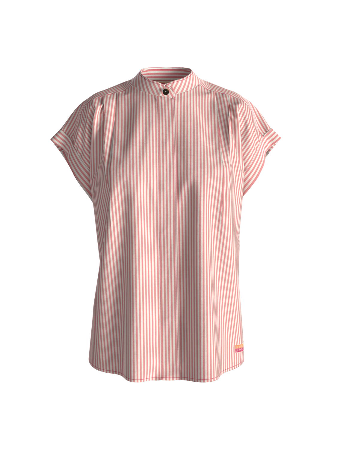 Scotch&Soda Extended shoulder roll Bluse in  Coral Stripe