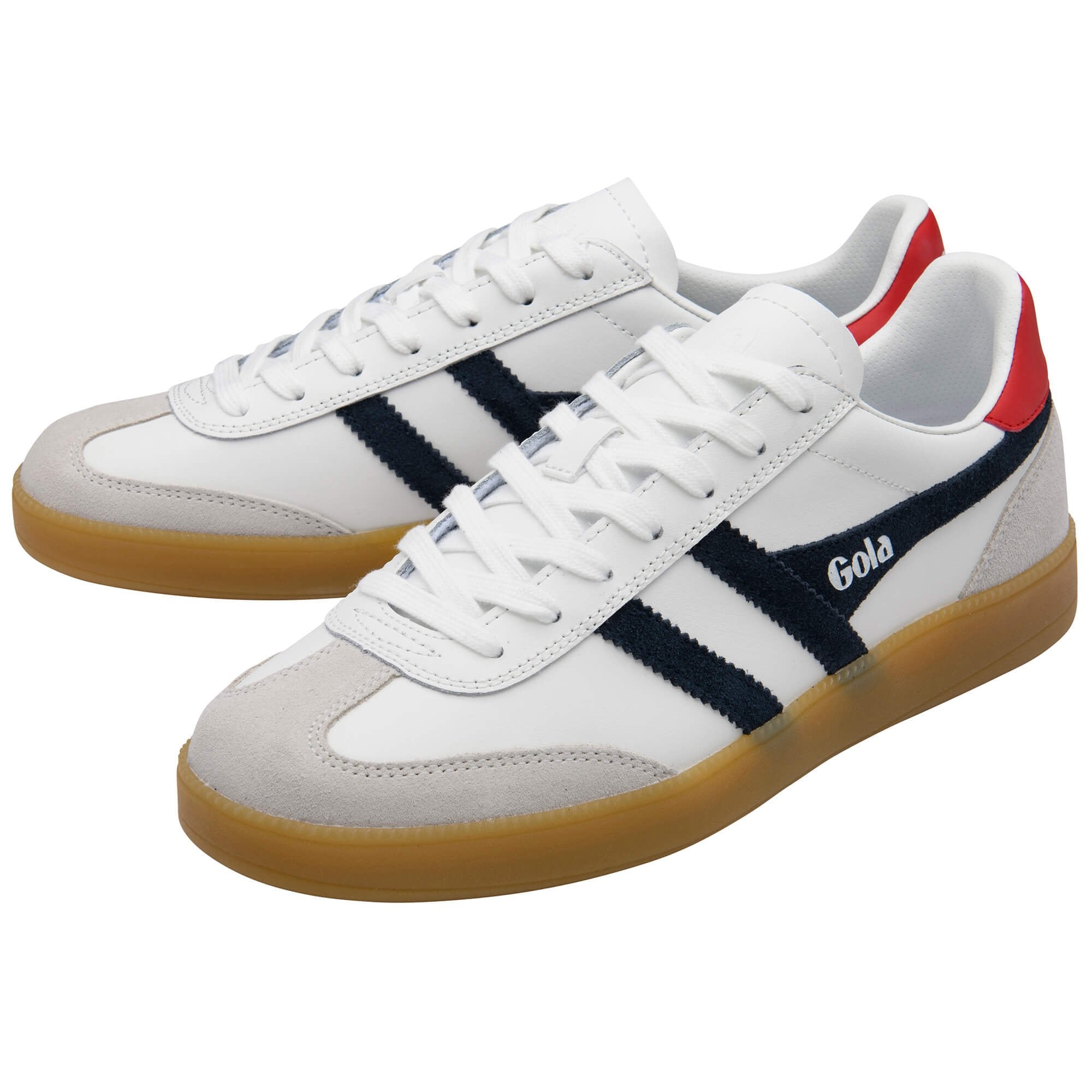 Gola Sneaker Classics Men's Viper Leather Trainers in White/Navy/Red/Gum