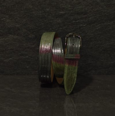 Ralph Gladen Lizard Gürtel Breite 3,0cm in grün-lila/ Eidechsenleder