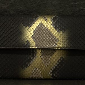 Ralph Gladen Schlangenleder Clutch mit Kette aus Python-Leder mit aufwendigem Farbverlauf