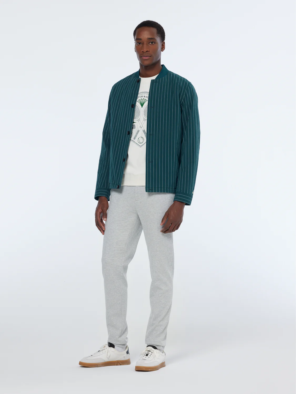 Scotch&Soda Mott soft jersey yarn-dyed chino in Light Grey