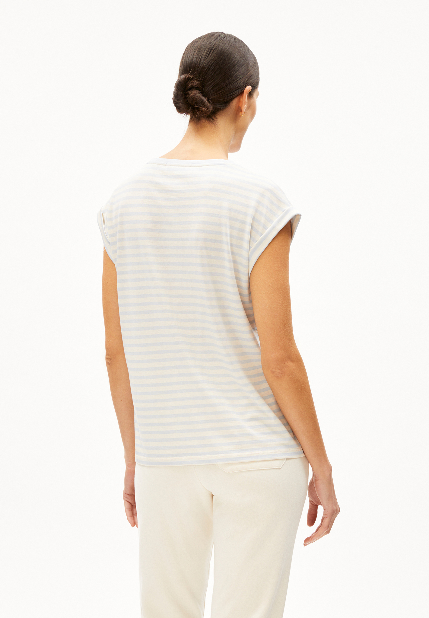 Armedangels JILAANA STRIPES T-Shirt Loose Fit aus TENCEL™ Lyocell Mix morning sky-oatmilk Armedangels JILAANA STRIPES T-Shirt Loose Fit aus TENCEL™ Lyocell Mix morning sky-oatmilk