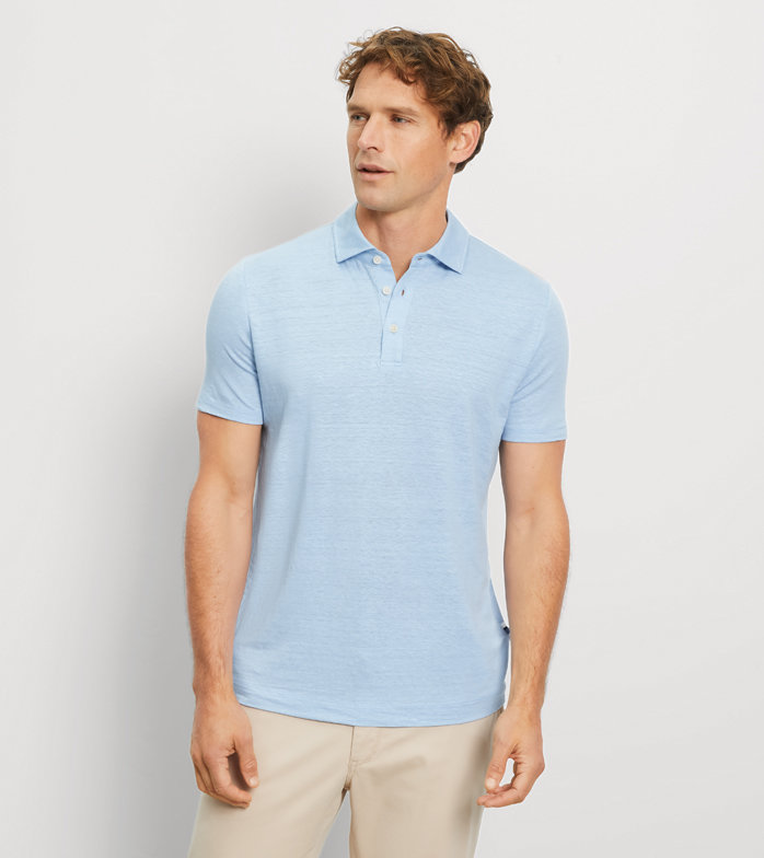 Olymp Casual Wirk Polo aus Leinen, in Bleu